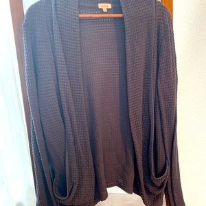 Gray waffle cardigan with fun pockets